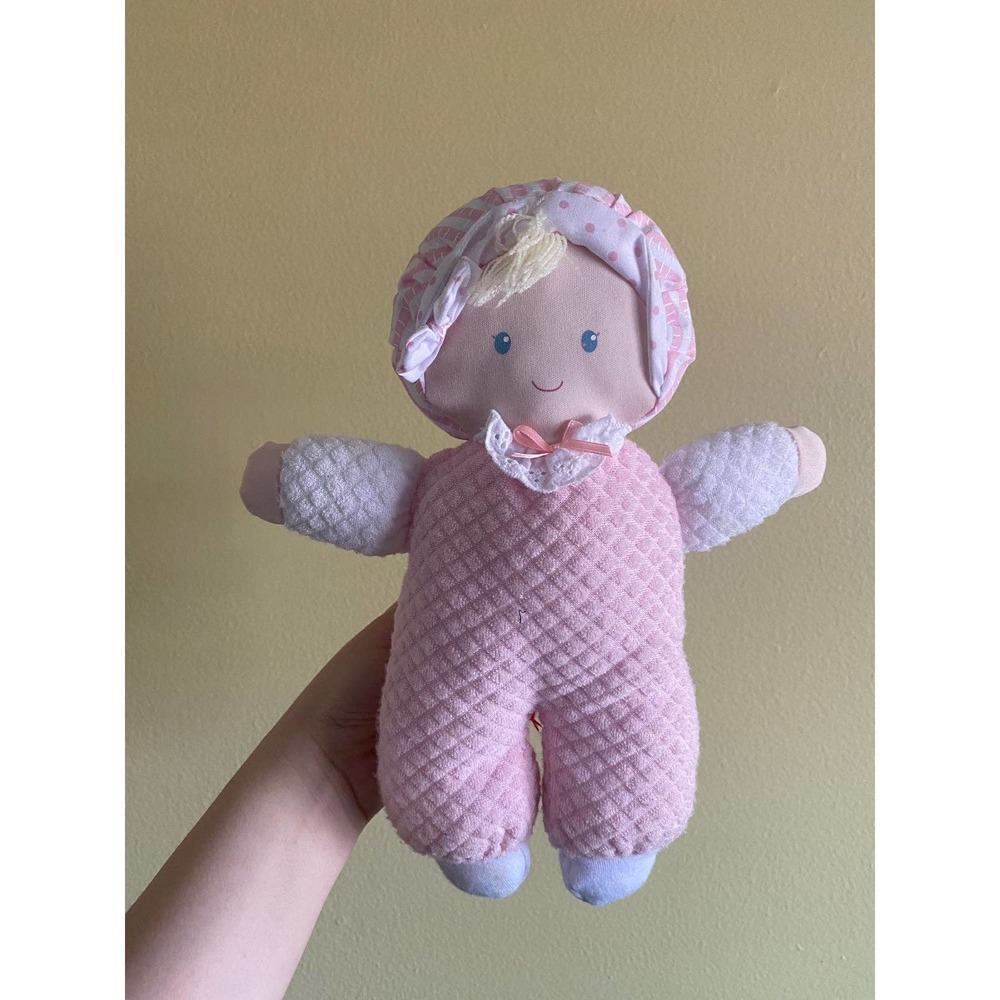 Vintage Eden Baby Doll Plush Blond Hair Pink Terry Cloth